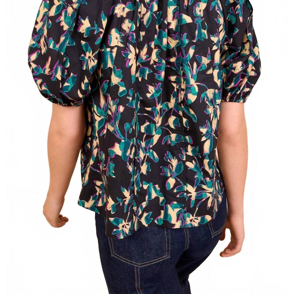 NEW ULLA JOHNSON loli short sleeve blouse in kaleidoscope - Picture 2 of 6